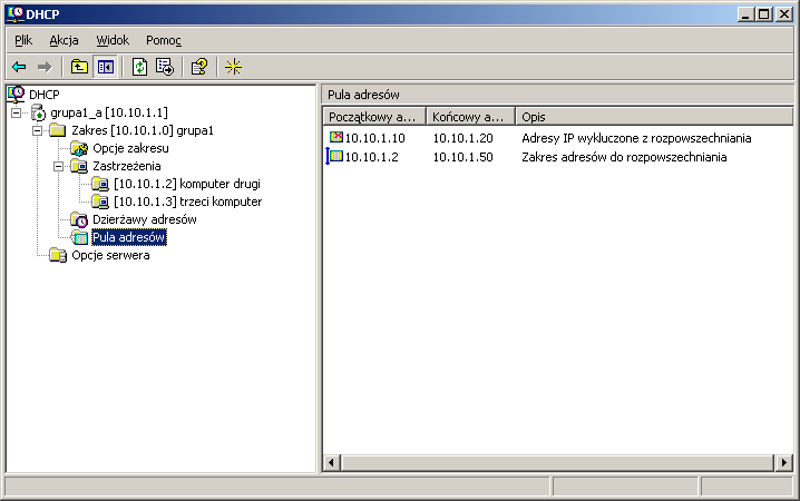 Mechanizmy DHCP Konfiguracja serwera DHCP Konfiguracja