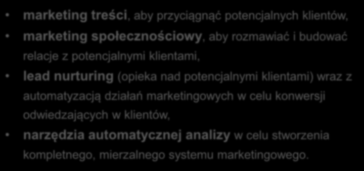 Inbound Marketing (w skrócie IM) stosuje różne elementy tradycyjnego marketingu internetowego (e-mail, SEO czy reklama internetowa np.