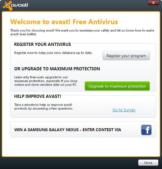 Na koniec, choć program antywirusowy avast! Free antivirus jest całkowicie darmowy, w ciągu 30 dni użytkownik będzie musiał się zarejestrować jako użytkownik produktu.