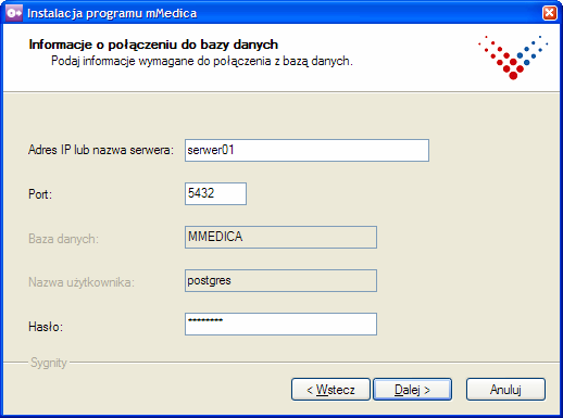Informacja 1: Ta grupa programów będzie dostępna w Menu Start dla wszystkich uŝytkowników na tym komputerze. Dodatkowo instalator tworzy na Pulpicie ikonę do programu mmedica.