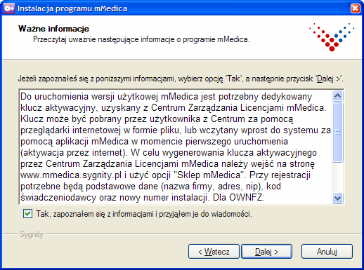 3. W opcjach instalacji domyślnie jest zaznaczona ta baza, która była ostatnio instalowana bądź aktualizowana.