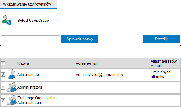 Screenshot 105: Filtrowanie zawartości: karta Użytkownicy/Foldery 2. Określ użytkowników, do których reguła zostanie zastosowana.