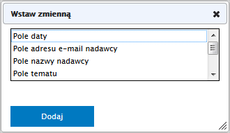 Opcja Automatyczna odpowiedź z: Temat automatycznej odpowiedzi: Opis Określ adres e-mail używany, jeśli jest wymagane wysyłanie automatycznych odpowiedzi z adresu innego niż adres, na który są