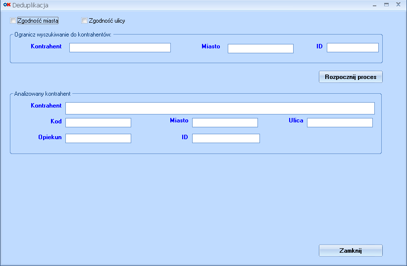 Deduplikacja danych OKAY CRM wyposażony jest w funkcję deduplikacji danych, która w inteligentny sposób wyszukuje powtarzające się nazwy kontrahentów bez względu na to jak zostały one zapisane.