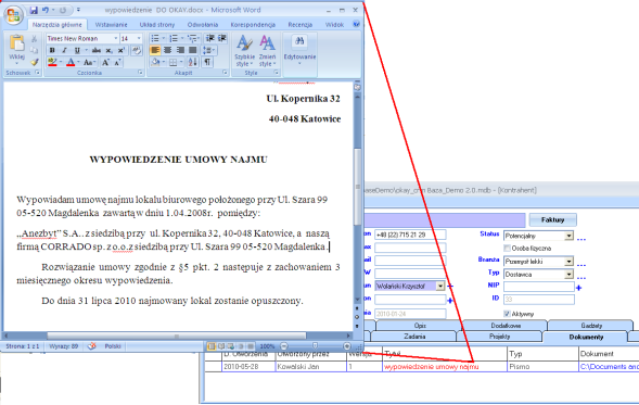 Zarządzanie Dokumentami Każde wprowadzone do OKAY CRM zadanie może być jednocześnie widoczne w kalendarzu lub na liście zadań programu MS Outlook. Wymaga to jednego kliknięcia myszki.