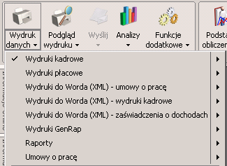 6. Eksport deklaracji PFRON w usłudze Comarch ERP Optima Eksport deklaracji do pliku XML jest dostępny z listy Deklaracja PFRON (INF-D) Klient w konfiguracji aplikacji może ustawić własne wartości