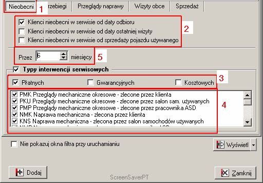 Ekran 4 - Fragment okna filtru z wyborem prowadzącego zlecenie 2.