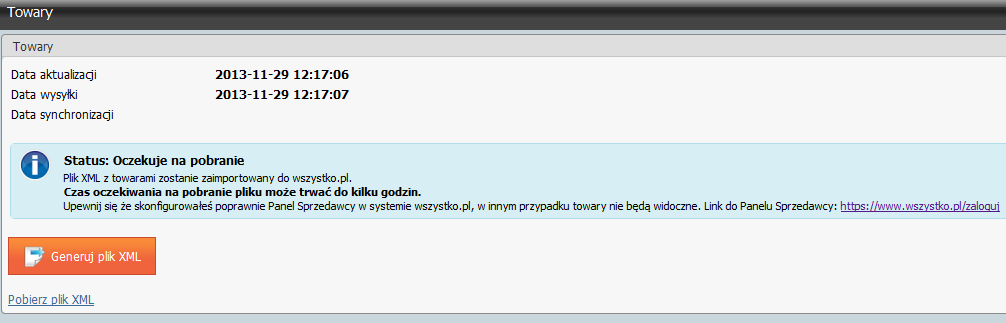 Rys. 77 Towary w Panelu Sprzedawcy 3.3 Logowanie do wszystko.pl Aby zalogować się na stronie wszystko.pl należy użyć zdefiniowany wcześniej adres e-mail oraz PIN, który posłuży jako hasło.