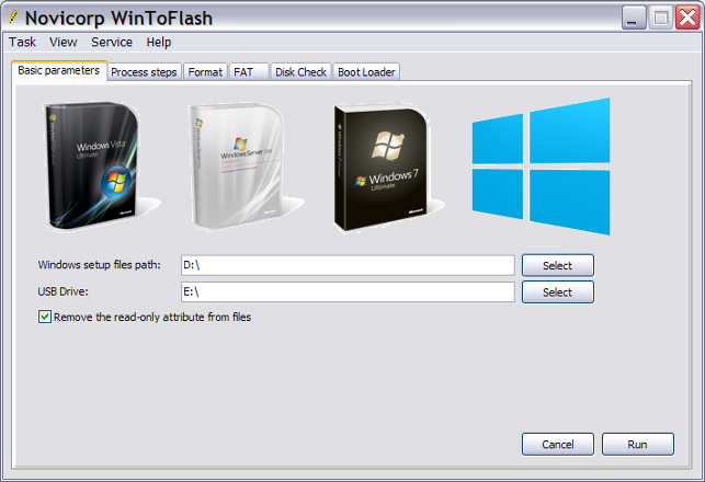 WinToFlash kopiuje zawartość folderu z plikami instalacyjnymi do wybranego nośnika typu flash (pendrive lub card), wraz ze stosownym bootloaderem. Umożliwia ponadto szereg użytecznych opcji, jak np.