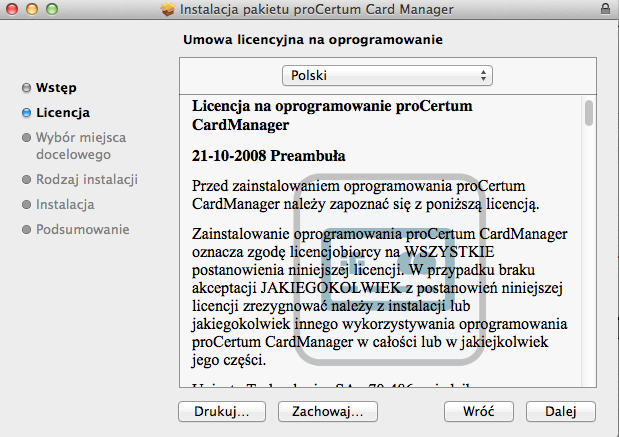 Rysunek 14 kreator instalacji wstęp W kolejnym kroku należy