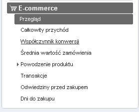 Moduł e-commerce w Google Analytics monitoring sprzedaŝy badanie