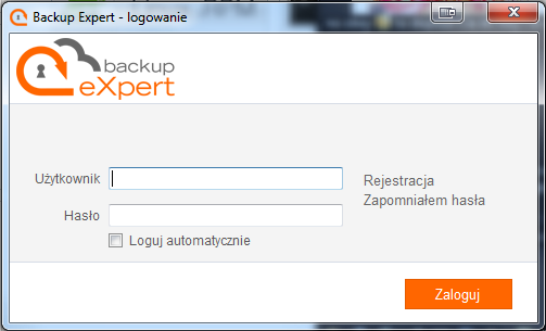 Desktop 8 Logowanie do aplikacji W celu zalogowania się do aplikacji niezbędne jest podanie poprawnego loginu oraz hasła do konta utworzonego uprzednio w systemie BackupExpert, a