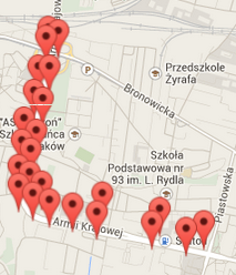 Przykłady Mierzenie średniej prędkości na danej ulicy. W celu wykonania takiego zadania przy pomocy naszego systemu, należy utworzyć poligon opisujący ulicę.