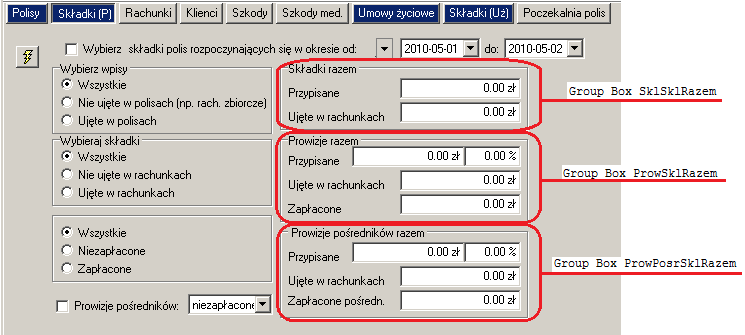 Uprawnienia są zapamiętywane w bazie wg schematu: Czynność=status użytkownika[,id dodatkowego użytkownika][,id dodatkowego użytkownika].