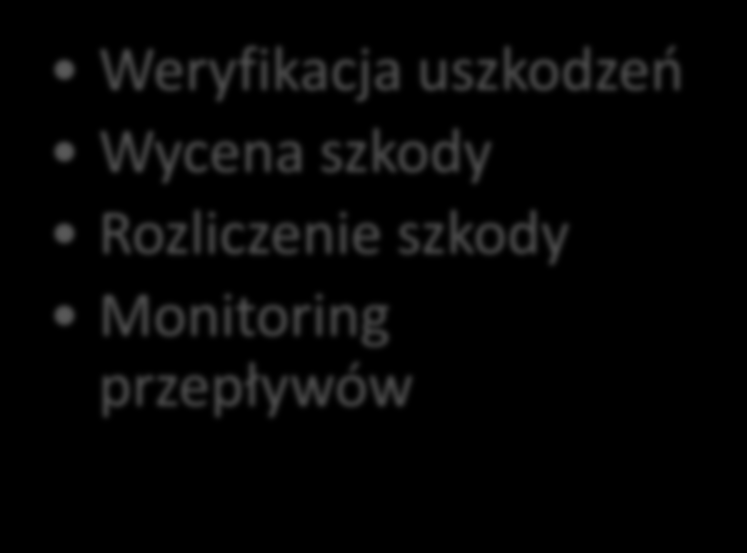 Proces obsługi szkód dla sektora leasing/cfm Zgłoszenie szkody Likwidacja techniczna Assistance Oględziny Kosztorys