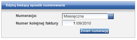 W pozycji Początkowy numer należy wpisać numer, jaki powinien nadać program pierwszej wystawianej za pomocą aplikacji fakturze (nie dotyczy numeracji indywidualnej).