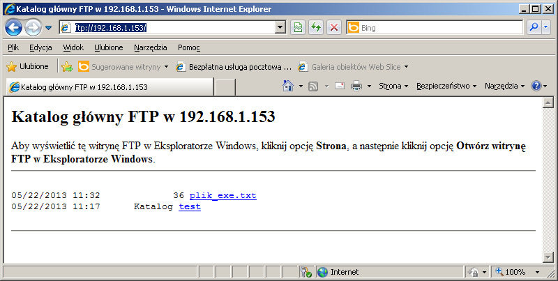 Instalacja usług sieciowych WWW/FTP z wykorzystaniem IIS w Windows Serwer 2003 13/16 moŝemy