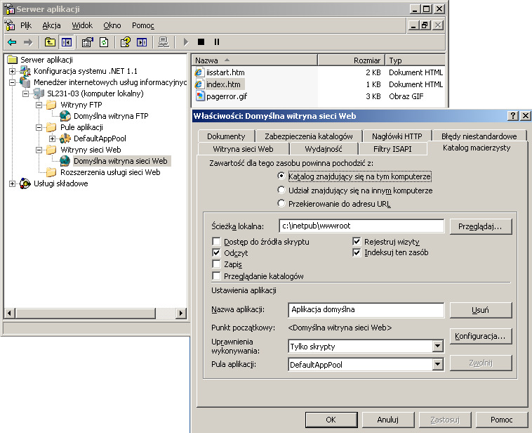 Instalacja usług sieciowych WWW/FTP z wykorzystaniem IIS w Windows Serwer 2003 7/16 10.
