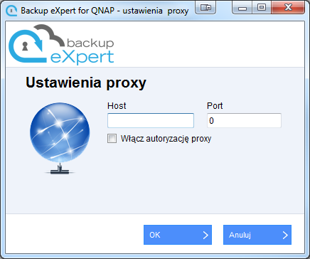 Aplikacja 2 Ustawienia proxy Jeżeli jest taka konieczność, należy również wprowadzić ustawienia serwera proxy, poprzez kliknięcie na odnośnik Ustawienia Proxy.