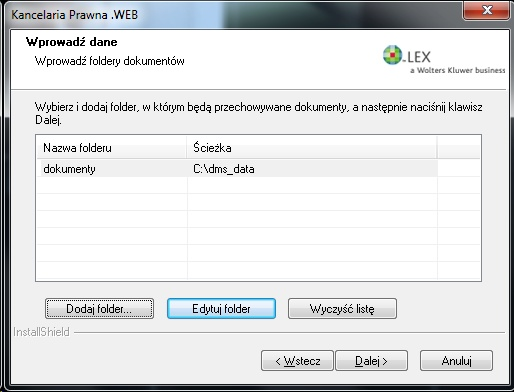 10 Kancelaria Prawna.WEB Uwaga! Przed instalacją KP.WEB, na serwerze musi być zainstalowana Kancelaria Prawna i co najmniej raz uruchomiona z konta administratora (SYSDBA). W trakcie instalacji KP.