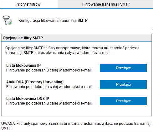 2. Wybierz filtr i kliknij przycisk strzałki (w górę), aby przypisać wyższy priorytet lub przycisk strzałki (w dół), aby przypisać niższy priorytet.