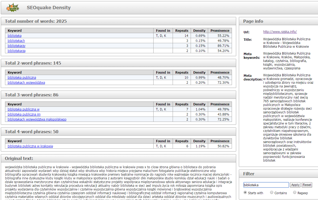 Keyword density