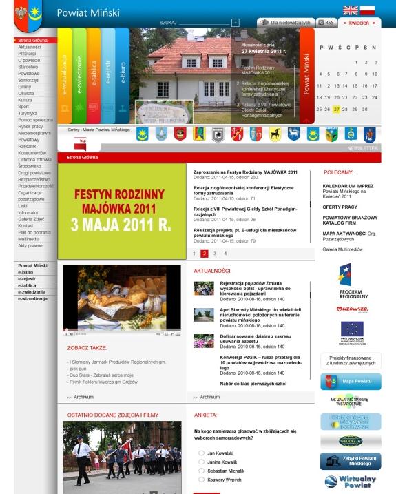 WWW to dużo więcej niż stworzenie serwisu Powiat Miński portal 5-ciu e-usług multimedialna i interaktywna treść promuje walory turystyczne powiatu widoczność w internecie zapewnią usługi SEO i