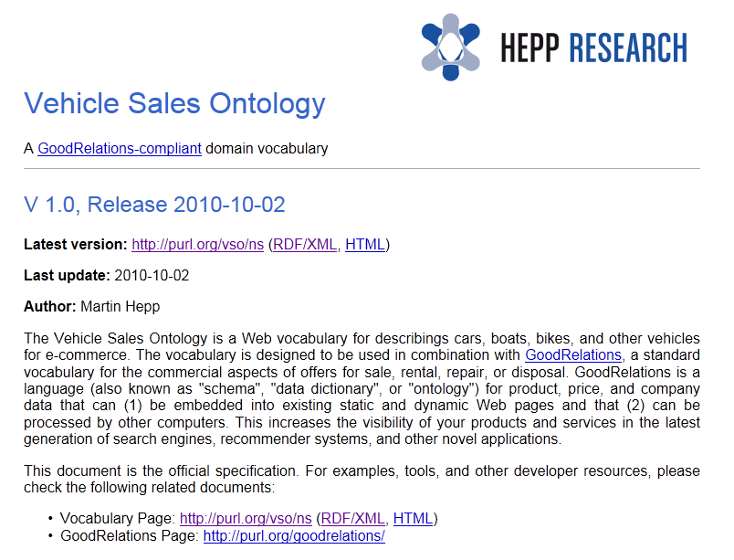 Hepp Research Automotive Ontology Hepp Research: