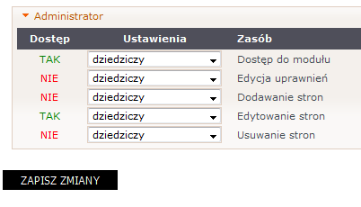 Niżej wyświetla się lista logów (zmian) modułu.