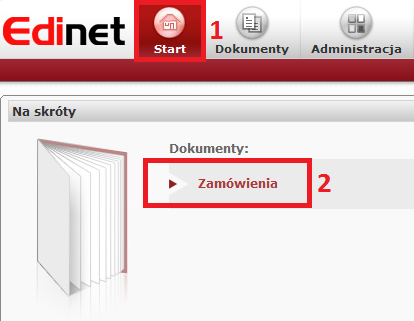 Po zalogowaniu się na aplikację klikamy na zakładkę Dokumenty, a następnie Zamówienia lub posługujemy się skrótem w zakładce Start -> Zamówienia. a) Liczba dni 1.