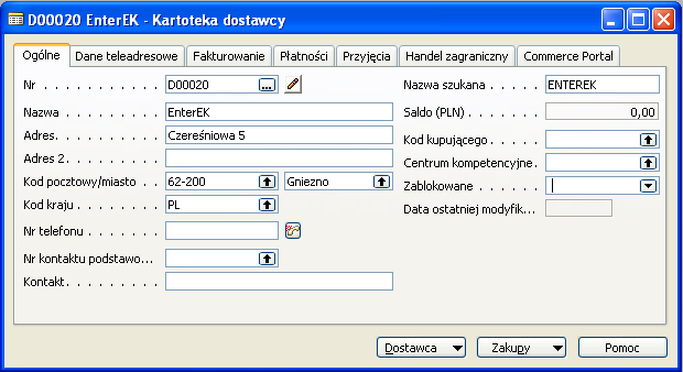 Dostawcy Kartoteka dostawcy1: Kartoteka dostawcy 2: Zapasy