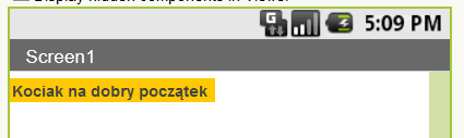 Przykładowa aplikacja wykonuje bardzo prostą operację: wyświetla w telefonie obrazek kota, który mruczy (wibruje) po dotknięciu i miauczy przy potrząsaniu telefonem Z palety Basic