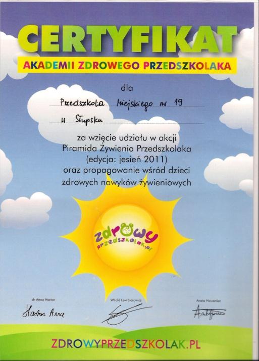 Akademia Zdrowego Przedszkolaka 25 Podczas zajęć i zabaw dzieci poznają: zasady zdrowego odżywiania, jak