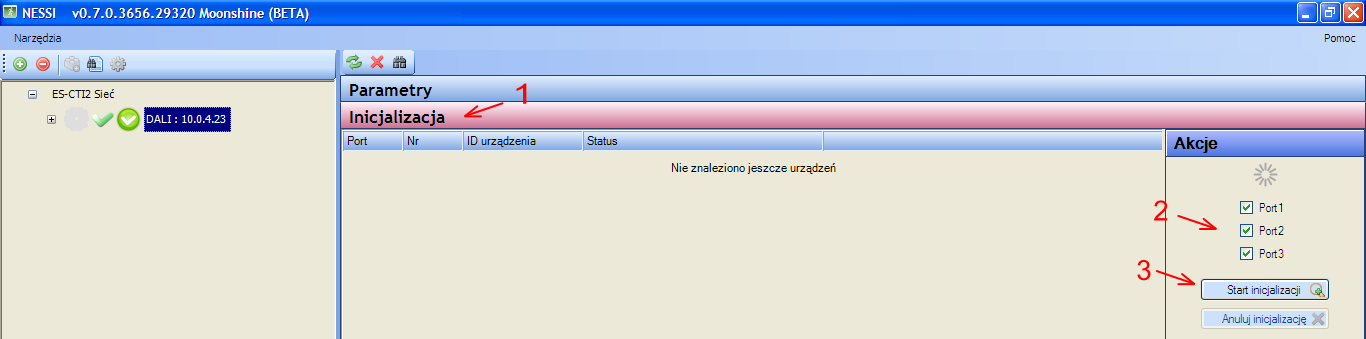 Z kolei po dodaniu Jednostki Sterującej zainicjalizowanej, w węźle Jednostki Sterującej będą widoczne węzły modułów.