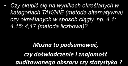 Podczas określania sposobu badania próbki auditowej, warto uwzględniać, między innymi, następujące czynniki: Jaka powinna być liczność próbki? Czy wymagany jest określony poziom ufności?