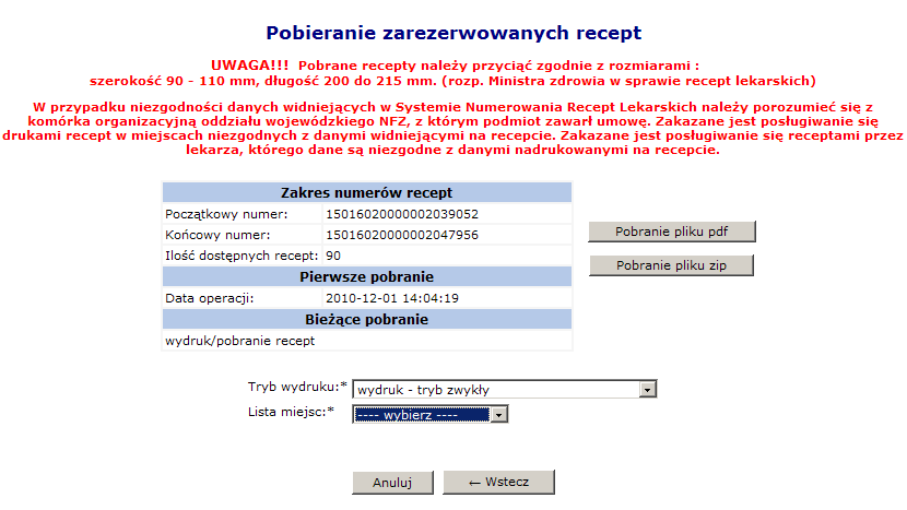 Pobierz plik XML. Przycisk Anuluj pozwala na rezygnację z wykonania wydruku.