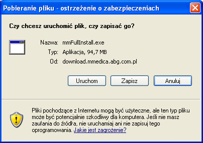 Po zalogowaniu wybierz: mmedica > Pobierz mmedica Ukaże się ekran umożliwiający