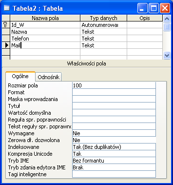 Krok 4 Dodaj pole do przechowywania maila Należy dodać pole: Mail, ustawiając typ