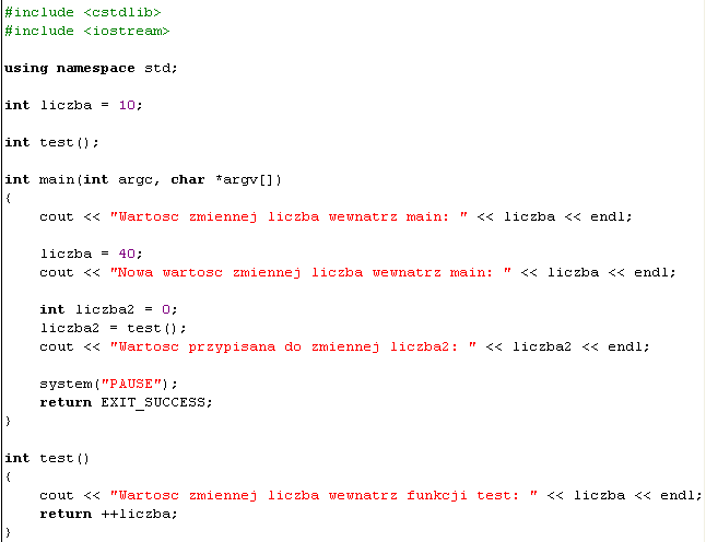 Ćwiczenie nr 3 1. Utwórz nowy projekt w Dev C++ i zapisz go na pulpicie w folderze o nazwie nazwisko65 Na początku wyświetlamy wartość zmiennej liczba, zmieniamy jej wartość i ponownie ją wyświetlamy.