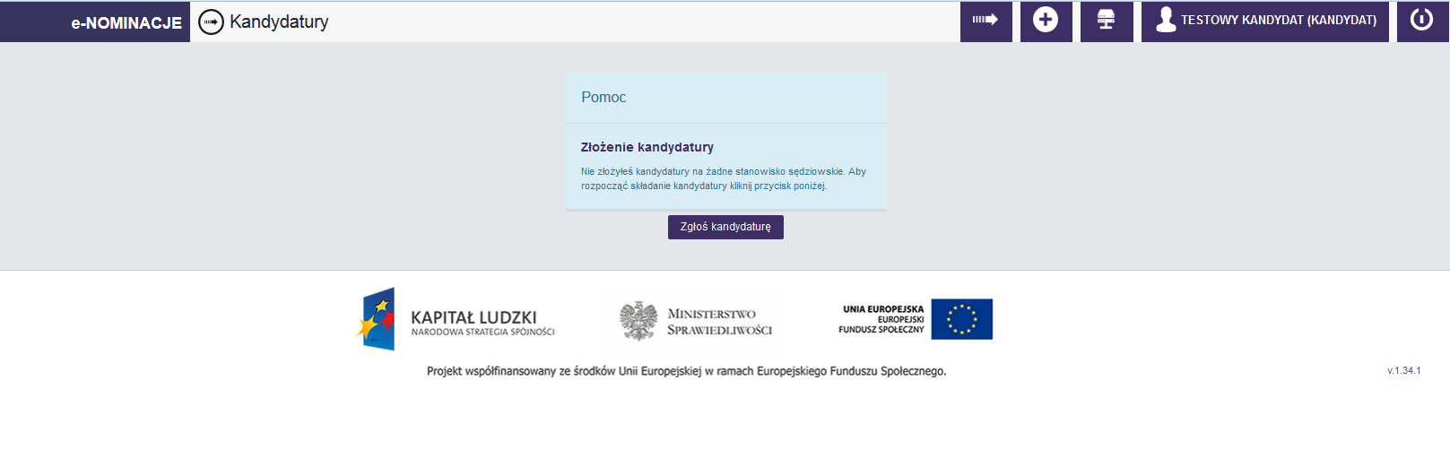 Przy kolejnym logowaniu Kandydata na portalu e-nominacje, należy wykorzystać Nazwę użytkownika (login) oraz hasło ustalone przy rejestracji, a następnie potwierdzić prowadzone dane poprzez wybór