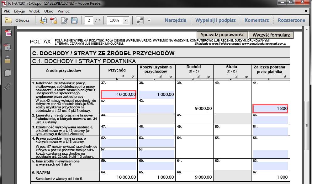 4. Postępowanie z interaktywnym formularzem instrukcja krok po kroku 4.1.