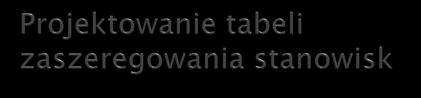 ZASADA BROADBANDINGU Oznacza szerokie przedziały, zakłada; Stosowanie niewielkiej liczby kategorii zaszeregowania [najczęściej od do ośmiu] W ramach każdej kategorii występują szerokie przedziały