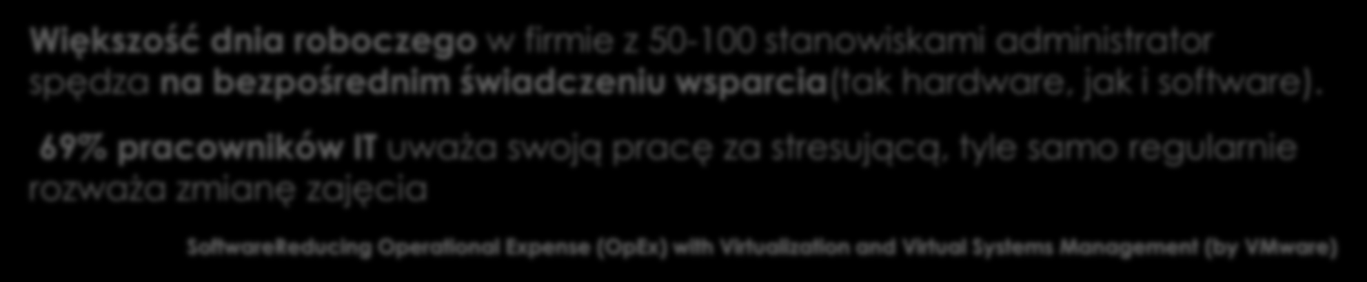 Średni czas realizacji zadań IT Przygotowanie do pracy nowego stanowiska z Windows do 6 godz. Reinstalacja oprogramowania na stacji roboczej od 1 do 4 godz.