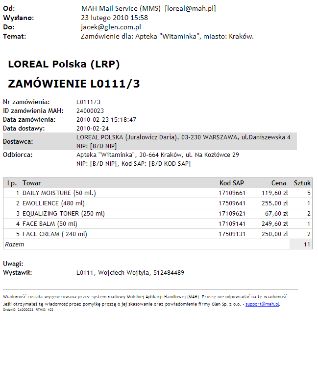 wizyta, zamowienia Modyfikowalny kontener wizyty zamówienia, badanie