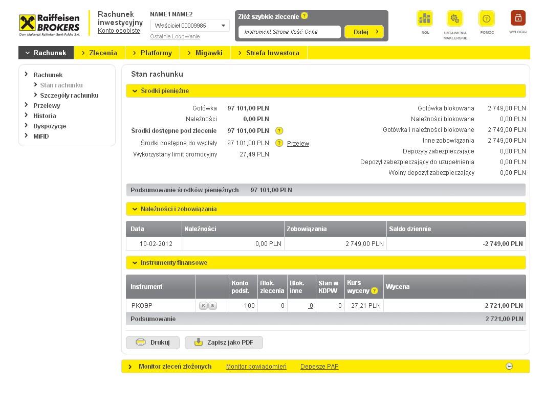każde ze zrealizowanych zleceń możesz zobaczyć w oknie transakcji