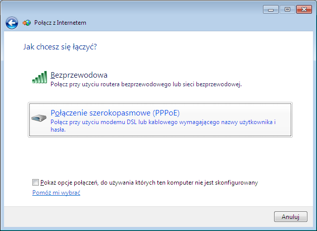 Jeśli zobaczymy okno z informacją o tym, że posiadamy już połączenie z Internetem, wybieramy drugą z opcji Mimo to