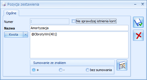 Nierozwijalna pozycja poziomu 4 wymaga zdefiniowania wyrażenia arytmetycznego na saldach kont księgowych.