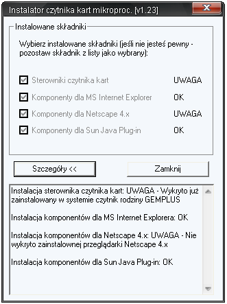 9. Deinstalacja czytnika w systemie.