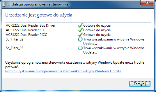 3.2. Instalacja czytnika kart kryptograficznych Każda stacja powinna posiadać zainstalowany jeden z czytników kart inteligentnych: Czytnik kart ACS ACR85 PINPad Czytnik kart ACS ACR1222 Czytnik kart