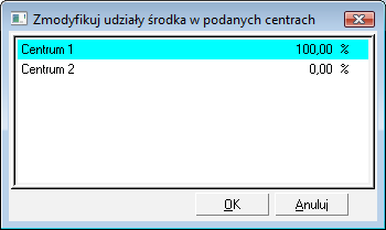 Podręcznik użytkownika Sage Symfonia Środki Trwałe 115 Powyżej panelu znajdują się przyciski poleceń: Ten przycisk uruchamia dołączanie środka do centrum kosztów Ten przycisk usuwa podświetlony